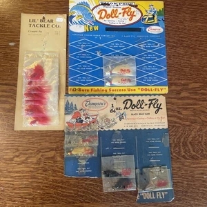 Doll Fly Lot Vintage Display Cards Thompson Fishing Jigs & Lil Bear Tackle Hair - Picture 1 of 11