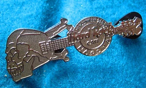 NAGOYA SILVER DEAD MAN'S SKULL & BONES HALLOWEEN GUITAR 2004 Hard Rock Cafe PIN - Picture 1 of 1
