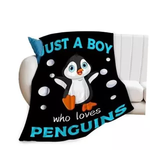 Penguin Blanket Soft Cozy Penguin Throw Blanket Super 50"x40" Cute Penguin - Picture 1 of 8