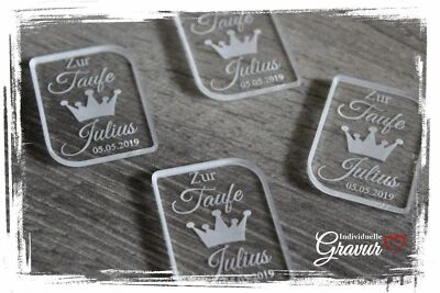 25 Streudeko Form : Etikett  - Individuelle Gravur - Acryl z.B. Taufe uvm. 4x3 - Bild 1 von 3