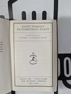 Eight Famous Elizabethan Plays 1932 First Modern Library Vintage! - Image 1 of 4