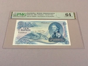 Seychelles 10 Rupees P-15a 1968  PMG 64 - Picture 1 of 4