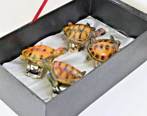 RARO Hans Turnwald TURTLE servilleta anillo conjunto de 4 placas de plata firmadas - Imagen 1 de 14