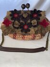 Anthropologie Lockheart  Tweed With 3D Floral Front Hobo Hand Bag Purse New