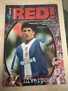 1998 Middlesbrough V Liverpool Soccer/football Programme LCup - Picture 1 of 3