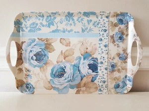 Tablett "Roses" - 48 x 29 cm mit Henkel Griff Melamin Kunststoff Shabby  - Bild 1 von 2