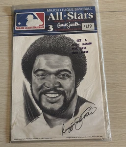 3 retratos de Linnett 1974 sellados/todas las estrellas Reggie Jackson Peter Rose Hank Aaron - Imagen 1 de 2