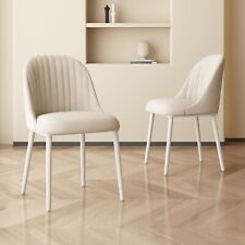 Guyii White Dining Chairs Set of 2 Kitchen and Dining Room Chairs with Metal Leg