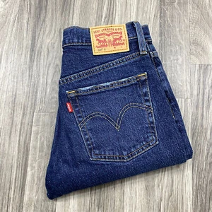 LEVI'S 501 Skinny Leg Dark Wash High Rise Blue Denim Jeans Womens Size W 26 L 32 - Picture 1 of 12
