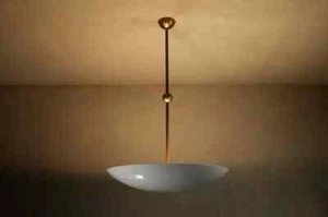 1950 Light Elegant Ceiling Flush mount Pendant Mid Century Modern Raw Brass - Picture 1 of 7