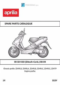 Aprilia parts manual book 2000, 2001, 2002, 2003 & 2004 SR 50 H2O (Ditech+Carb.) - Picture 1 of 1