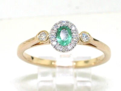 Smaragd Ring 585 Gelbgold 14Kt Gold natürlicher Smaragd  16 Brillanten - Bild 1 von 4