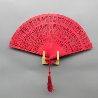 Ventilador de madera fragante de alta calidad color de 6 pulgadas ventilador plegable hueco regalo de boda Foto 1 de 4