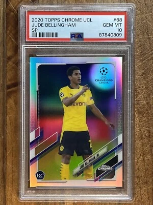 2020-21 Topps Chrome UEFA Jude Bellingham IMAGE VARIATION REFRACTOR RC PSA 10 - Image 1 of 2