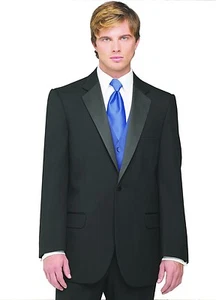 Sizes 34-50 Short 7-Piece Tuxedo Package w/Flat Front Pants, Royal Vest & Tie - Picture 1 of 6
