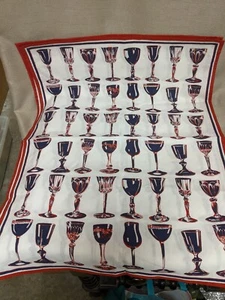 4 Large 28" x 21" Tea Towels w/ Vintage Goblet Designs - Red, White & Blue - Picture 1 of 2