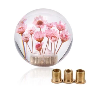 Pink Flower Car Gear Stick Shift Knob Acrylic Crystal Round Gear Shifter Stick - Picture 1 of 9
