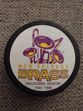 New Orleans Brass ECHL First Year White League Reverse 10 yr Hockey Puck