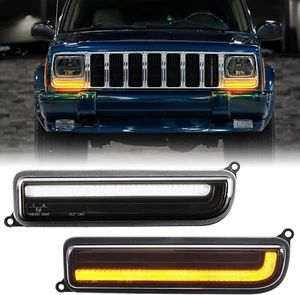 For 1997-2001 Jeep Cherokee XJ Sequential LED Front Corner Turn Signal DRL Light - Picture 1 of 7
