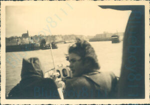 1950s British Army Rhine Royal Artillery soldier Girlfriend /wife boat trip 4*3"