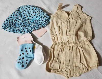 Gymboree Island Beauty 3-6 Meses Mameluco Calcetines Sombrero Conjunto Nuevo con Etiquetas Foto 1 de 4