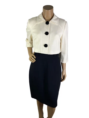 Kay Unger Нью-Йорк черный белый платье с укороченный куртка размер 10 - Изображение 1 из 4