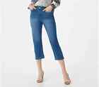Denim Co Easy Strtch Denim Crppd Slim Straight Jean-Med Wash-12-A394458 MSRP $55