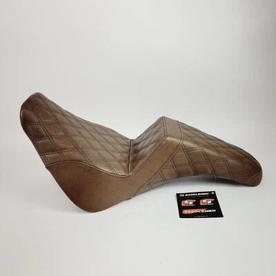 Saddlemen GelCore Brown Lattice Stitch Step-Up Seat for Harley Heritage 18-24 - Image 1 of 4