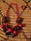 Vintage Celluloid Bakelite Necklace - Cherries and Nuts plus a Ring