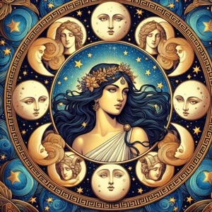 Astrology Princess #3 - Psychic Collage 8x8 Cotton Fabric Block - Picture 1 of 1