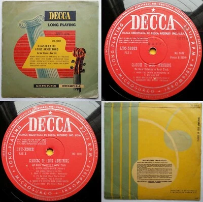 LOUIS ARMSTRONG CLASSICS NEW ORLEANS TO NEW YORK 1956 RED DECCA LBL CHILEAN PRES - Image 1 of 4