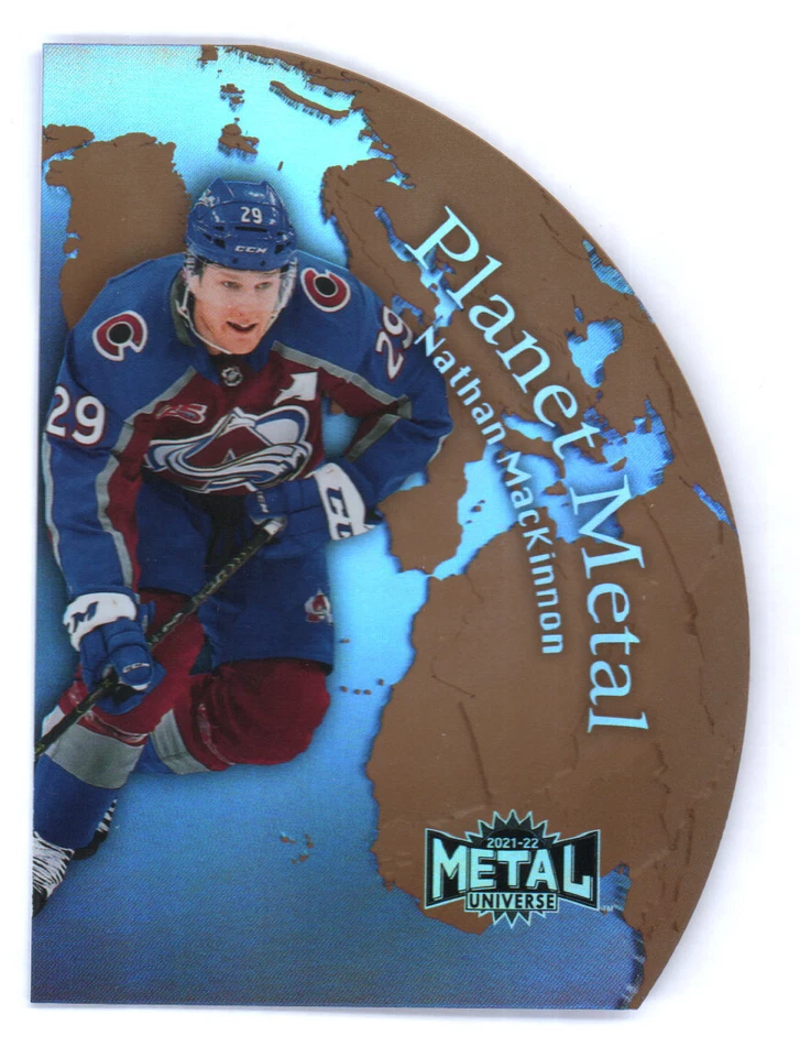 2021-22 UD Skybox Metal Universe Planet Metal Gold #PM-5 Nathan MacKinnon - Image 1 of 2