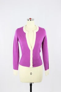 WHITE + WARREN Orchid Purple 100% Cashmere Deep V-Neck Cardigan Sweater, Size XS - Picture 1 of 13