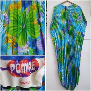 Vintage 1970s Hawaiian Pleated Caftan POMARE Dress Palm Royale Pleating Kaftan - Picture 1 of 13