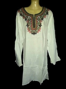 Indienne Tunique Kurta Été Robe Longue Chemise de Plage Petite Gr. L - Bild 1 von 2