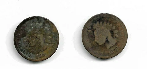 Lot of 2 Indian Cents : 1876 and 1878 Cover