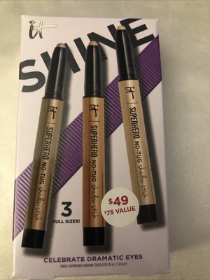 Juego de 3 piezas it Cosmetics Superhéroe No-Tug Shadow Stick Celebra Dramatic Eyes Nuevo en caja Foto 1 de 4