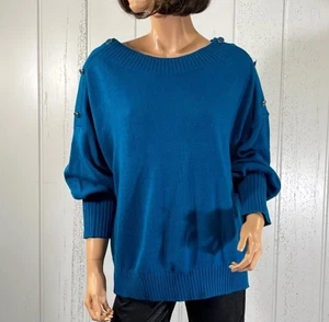 Soho New York & Co. Pullover Damen Gr. M Schulter Druckknopf Langarm Pulli Blau - Bild 1 von 12