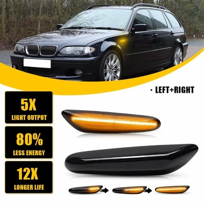 Ajuste BMW 325i 328i Guardabarros Ahumado LED Marcador Lateral Señal Secuencial Luz de Giro 2X Foto 1 de 4