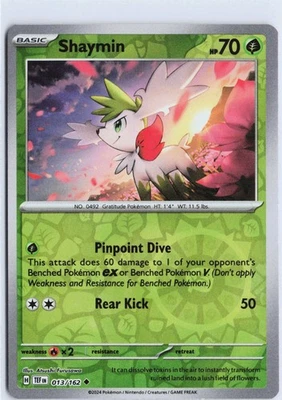Shaymin (013/162), SV05: Temporal Forces, Reverse Holo, Uncommon - Image 1 of 2