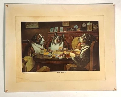 Perros jugando al póker - impresión vintage "post mortem" marrón y grande Foto 1 de 4