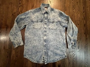 Carhartt Rugged Outdoor Wear Vintage 90s Y2K Mens Denim Long Sleeve Shirt Size L - Picture 1 of 9