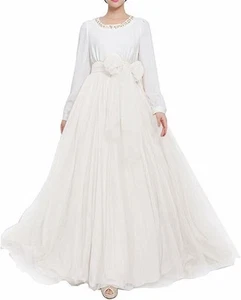 Maxi faldas hinchadas hasta el suelo falda larga de tul noche fiesta boda línea A us - Imagen 1 de 8