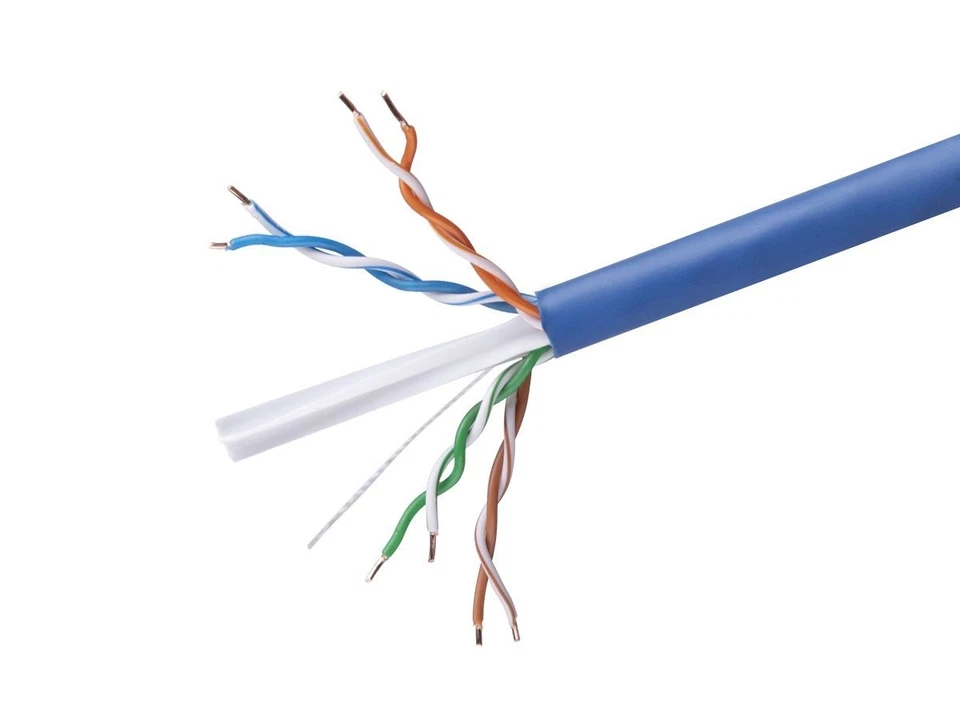 Cat6 Ethernet Bulk Cable Solid 500Mhz UTP Copper Wire 23AWG 1000ft Blue CMR Wire - Image 1 of 4