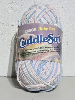 Caron Baby Yarn CuddleSoft (Baby, Pink, Blue, White #894) 1.75oz Worsted Skein - Image 1 of 3