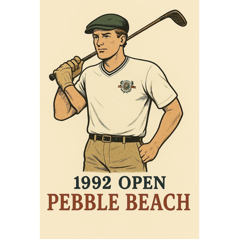 Camiseta de golf Pebble Beach Open 1992 talla L vintage logotipo crema Foto 1 de 4