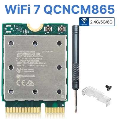 QCNCM865 Wi-Fi 7 M.2 Key E Card Tri-Band 6GHz + Adattatore Bluetooth 5.3 802.11be - Immagine 1 di 4