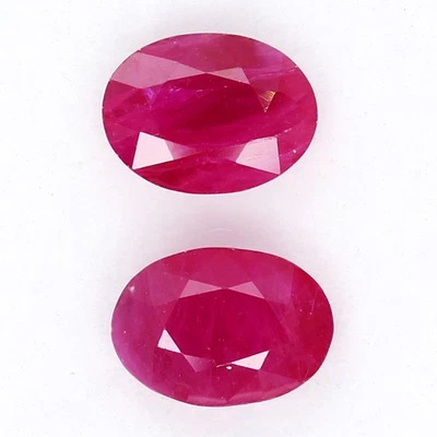Oval 7x5mm.PAIR! Best Color Natural Heated Pinkish Red Burmese Ruby 2.58Ct. - Image 1 of 4