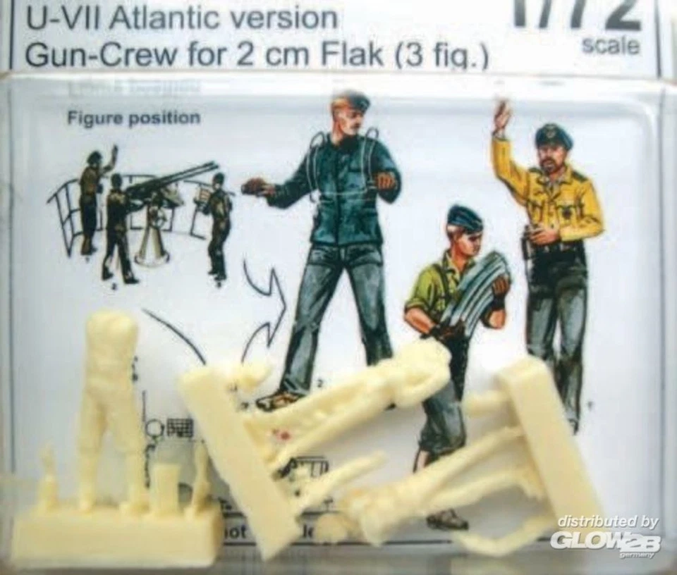 Cmk U-VII Gun-Crew Per 2cm Flak U-VII Atlatik 3 Figure U-Boot 1:72 Equipaggio - Immagine 1 di 1