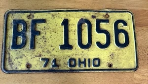 Ohio License Plate 1971 BF 1056 VINTAGE - Picture 1 of 7